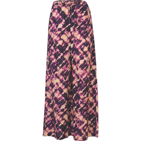 NEW Purple Printed Wide Leg Pants Plus size 2X Cotton Linen Summer Lounge Beach - Picture 11 of 11